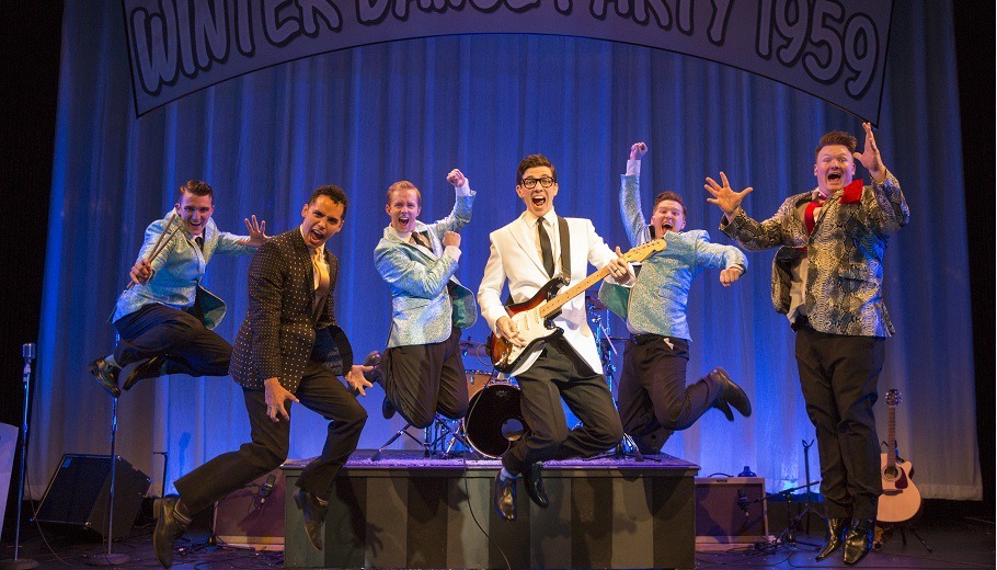 The Cast of Buddy: The Buddy Holly Story, 2016. Photo by Joan Marcus.