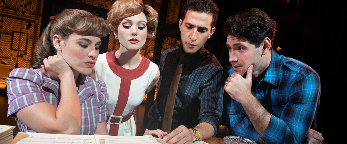 Beautiful The Carole King Musical - Four Friends. (l to r) Sarah Bockel (“Carole King”), Alison Whitehurst (“Cynthia Weil”), Jacob Heimer (“Barry Mann”) and Dylan S. Wallach (“Gerry Goffin”). © Joan Marcus
