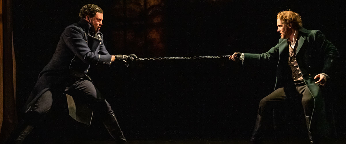 (From L) Preston Truman Boyd as Javert & Nick Cartell as Jean Valjean in Les Misérables | Photo: Matthew Murphy & Evan Zimmerman for MurphyMade