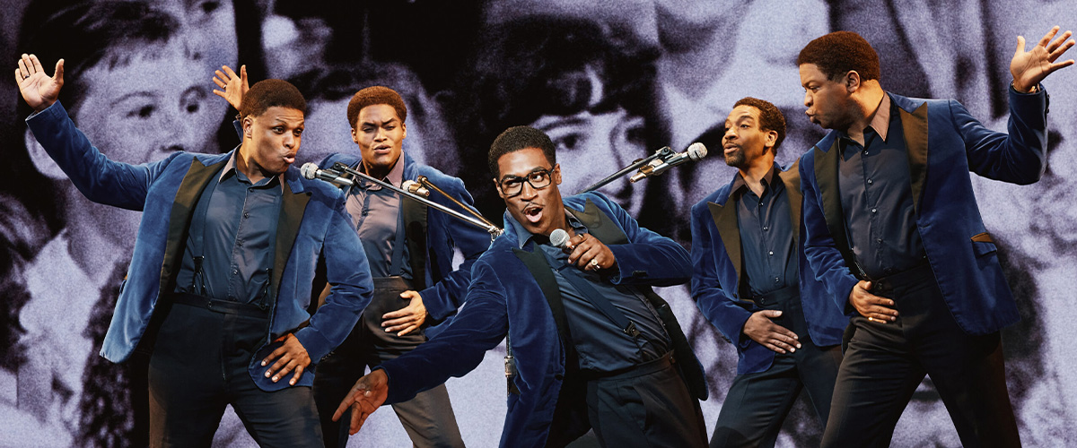 Harrell Holmes Jr., Jalen Harris, Elijah Ahmad Lewis, E. Clayton Cornelious, Michael Andreaus from the National Touring Company of Ain’t Too Proud