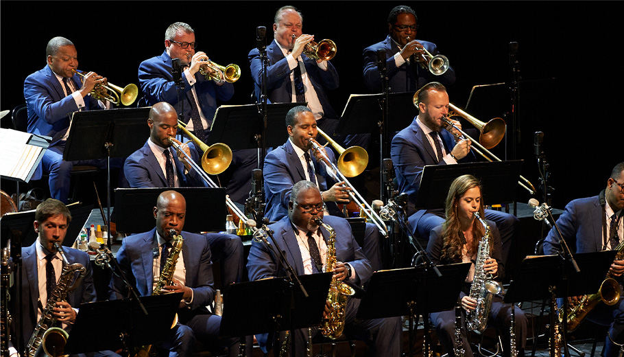 Jazz at Lincoln Center Orchestra performing on stage.