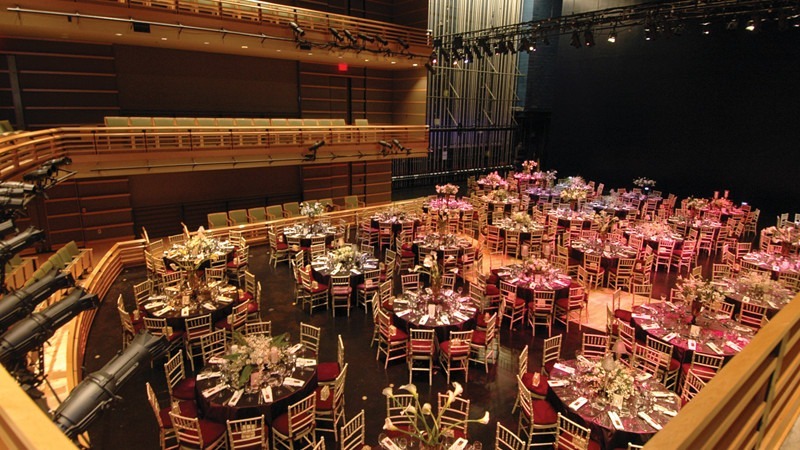 The Perelman Theater is one of our many unique venues, and is able to lower its seats to make room for special events.