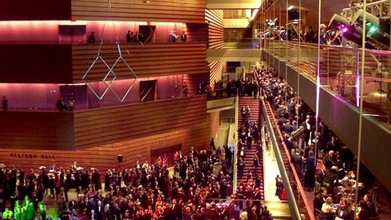 Convention-goers fill all three levels of the Kimmel Center.