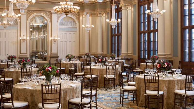 The Academy of Music Ballroom boasts classical interior designs and luxurious indulgences.