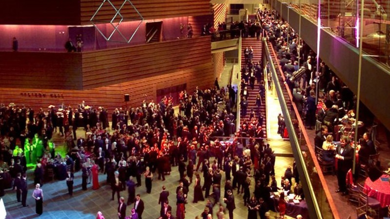 Convention-goers fill all three levels of the Kimmel Center.