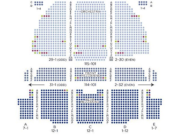 Forrest Theatre - Partial Seating Chart