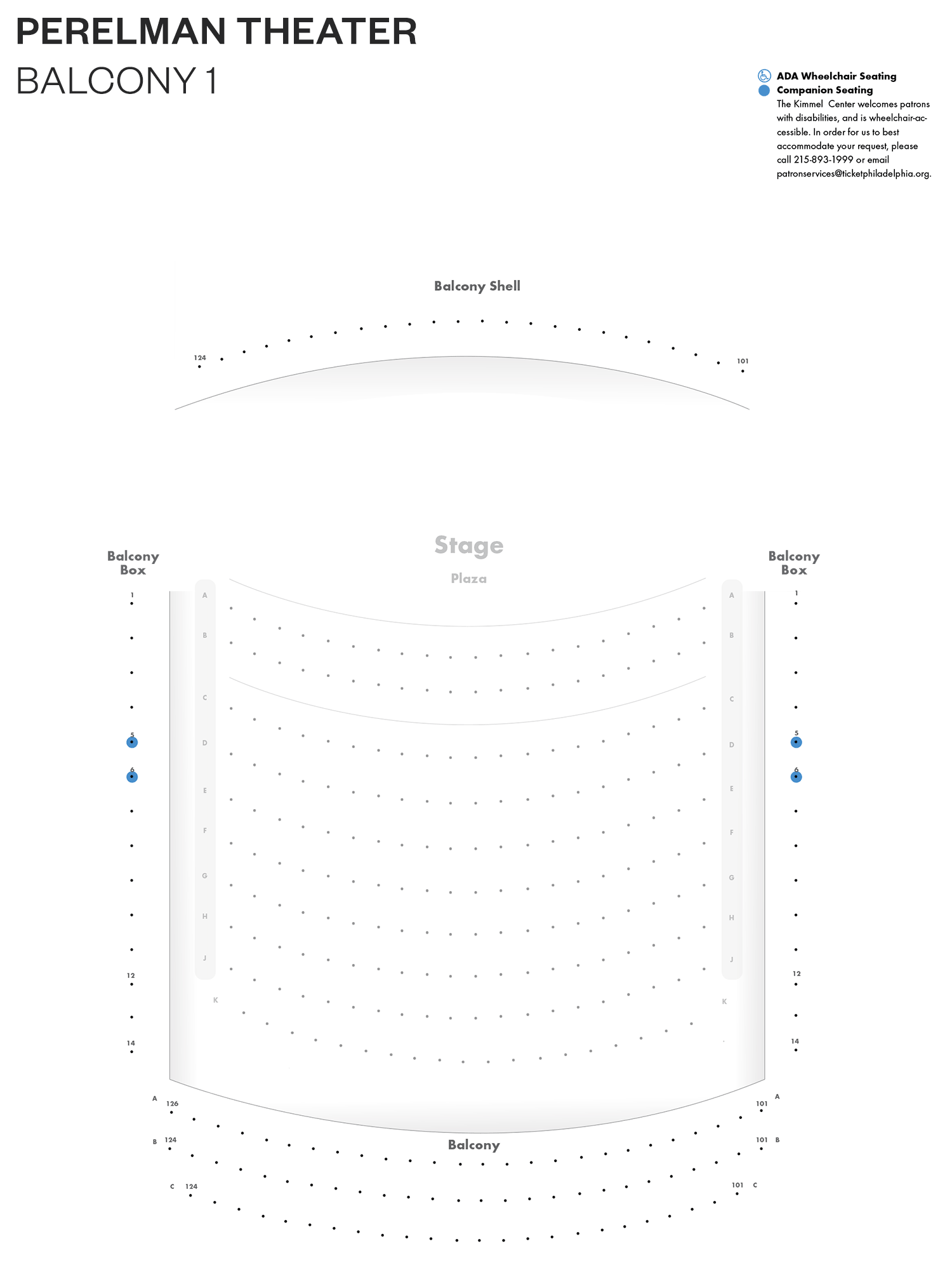 Perelman Theater - First Balcony - Seating Chart